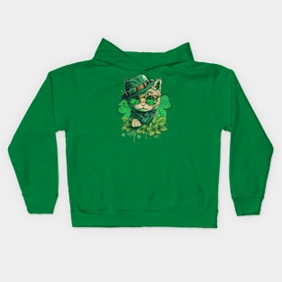 Saint Patricks Day Leprechaun Cat - Funny St Patrick's Day Saying Quote Gift ideas Kids Hoodie